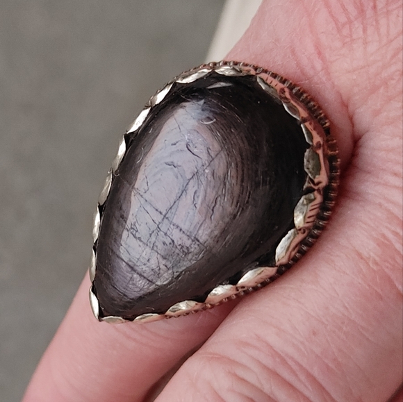 Tibetan Large Black Obsidion Ring (adjustable) - Picture 11 of 14